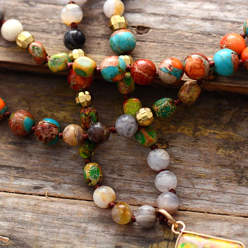 Collier Spirituel en Jaspe Intense
